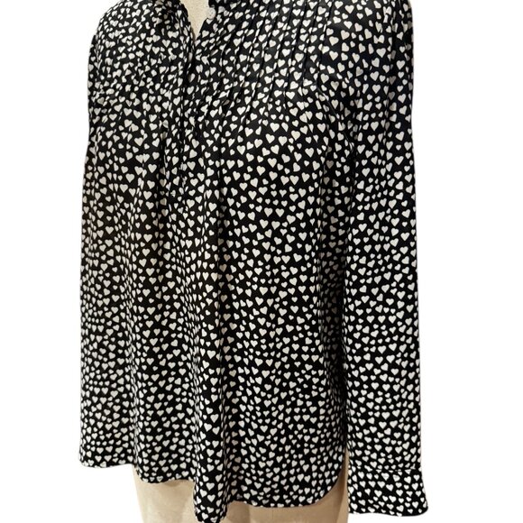 J.Crew Mercantile Black & White Hearts Print Blouse – Size 6 - Picture 4 of 5